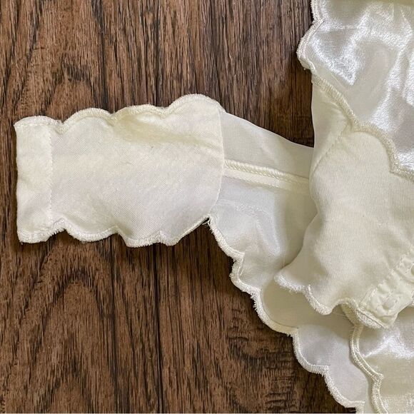 Vintage Etienne Bodysuit Sheer Lingerie Ivory White Flouncy Waist Size Small - Picture 14 of 15